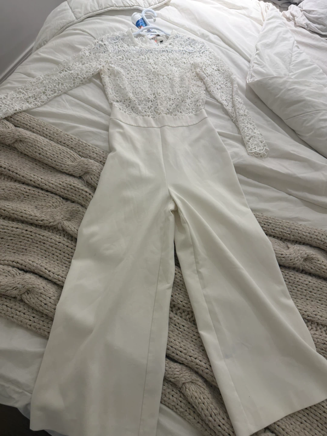 White Lace Long Sleeve Jumpsuit - photo 4