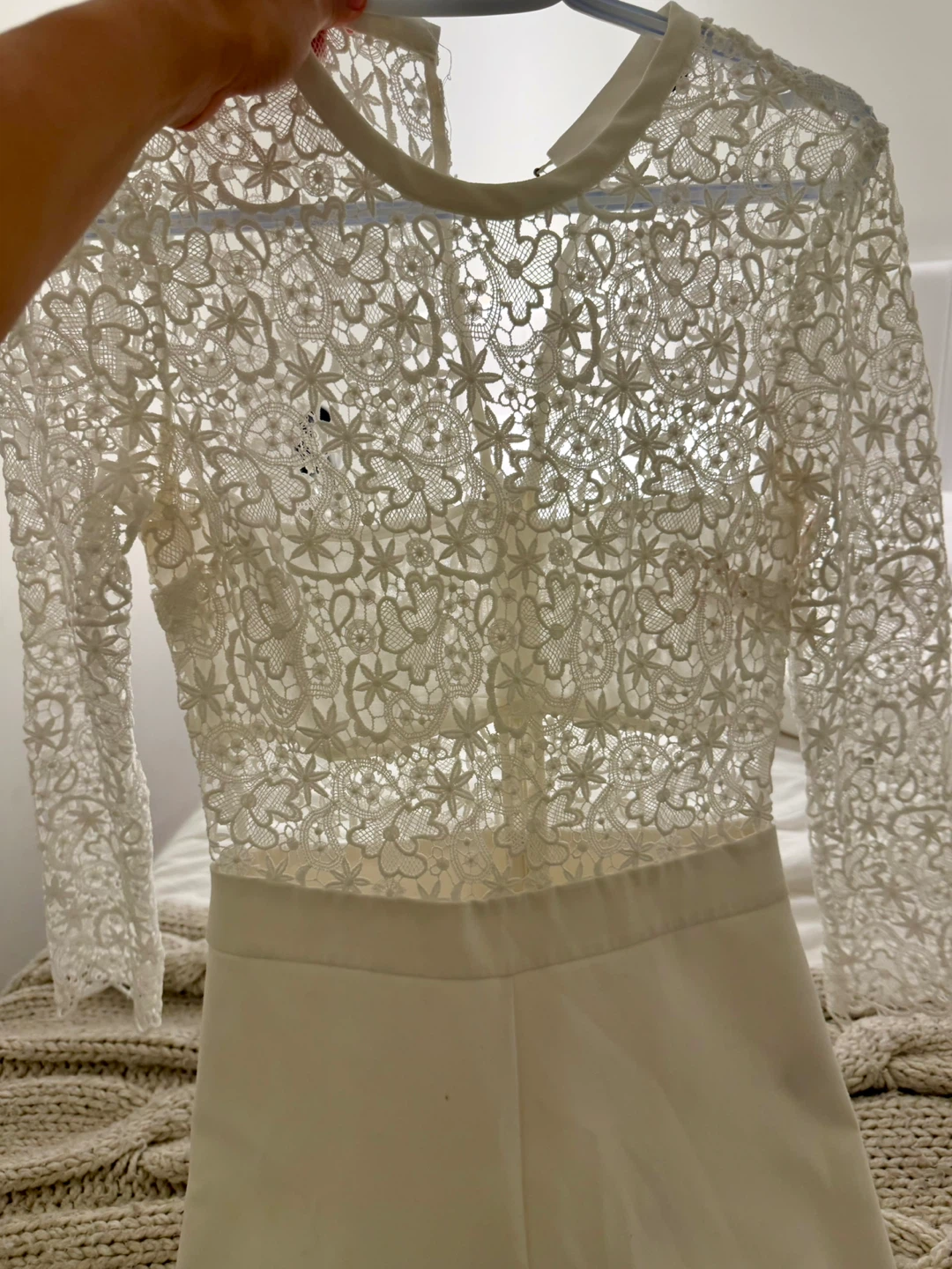 White Lace Long Sleeve Jumpsuit - photo 3