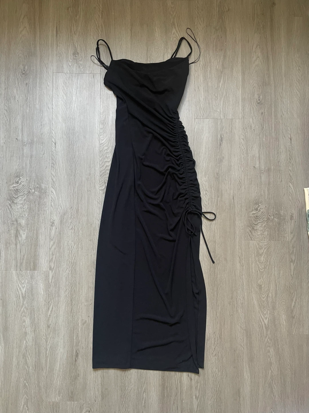Zara Black Ruched Maxi Dress - Size XS