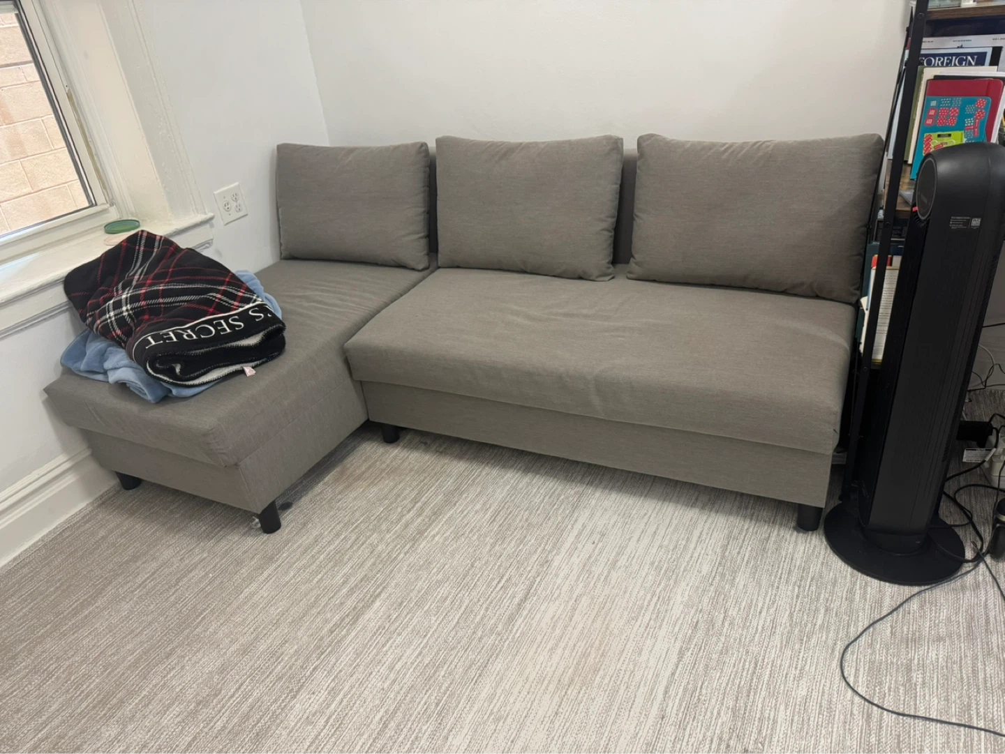 Gray Sectional Sofa with Ottoman