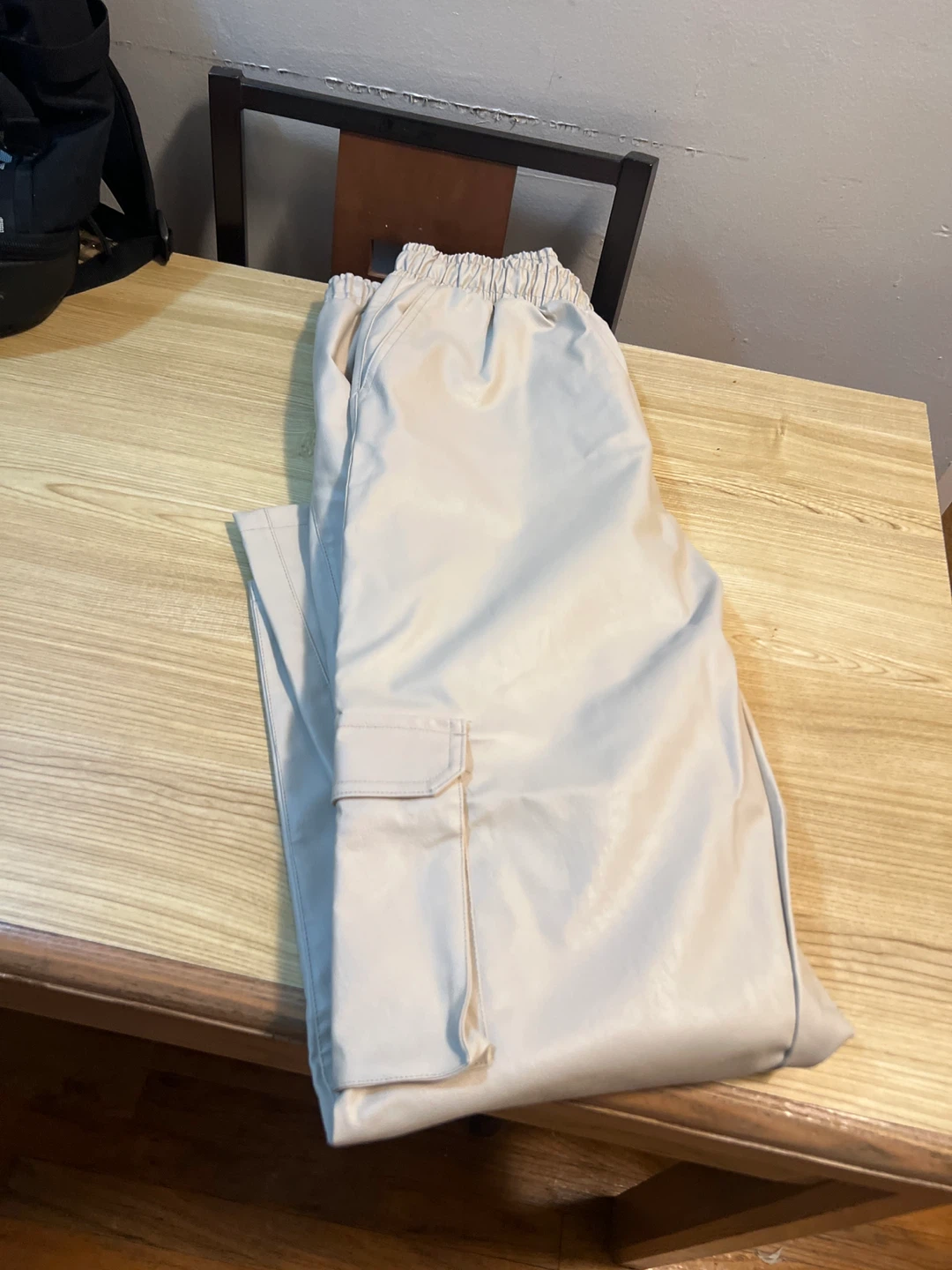 MAN. LVTD Beige Faux Leather Button-Up Shirt and Cargo Pants Set - photo 2