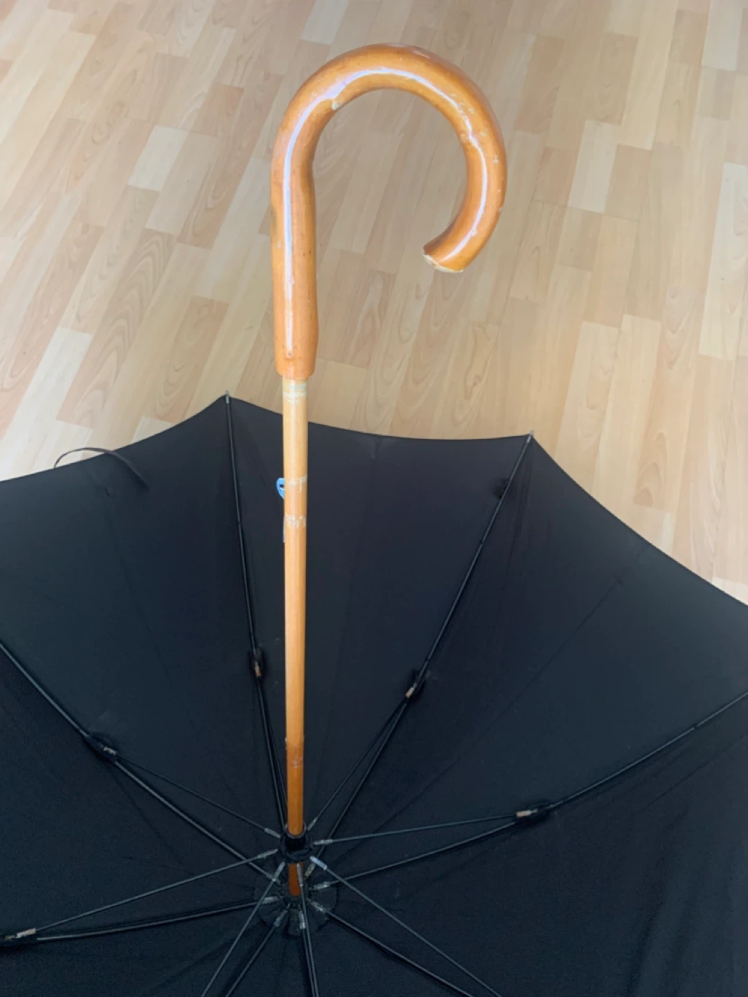 Black Umbrella with Wooden Handle - photo 4