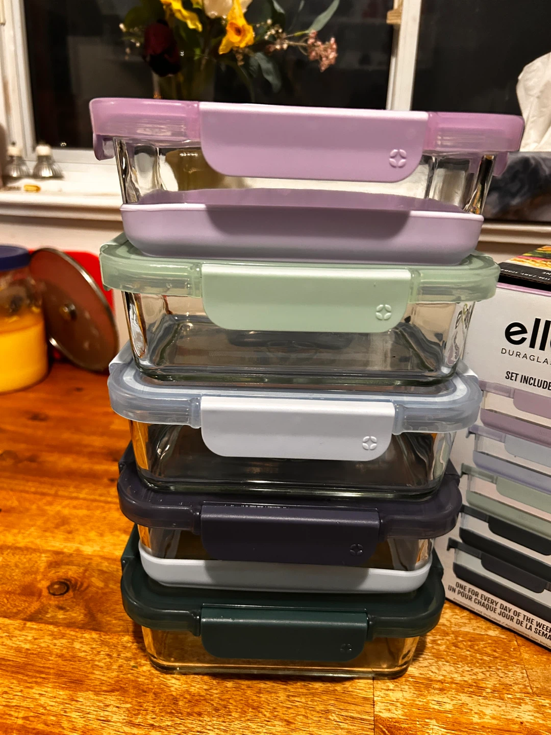 Ello 5 Piece Glass Meal Prep Containers