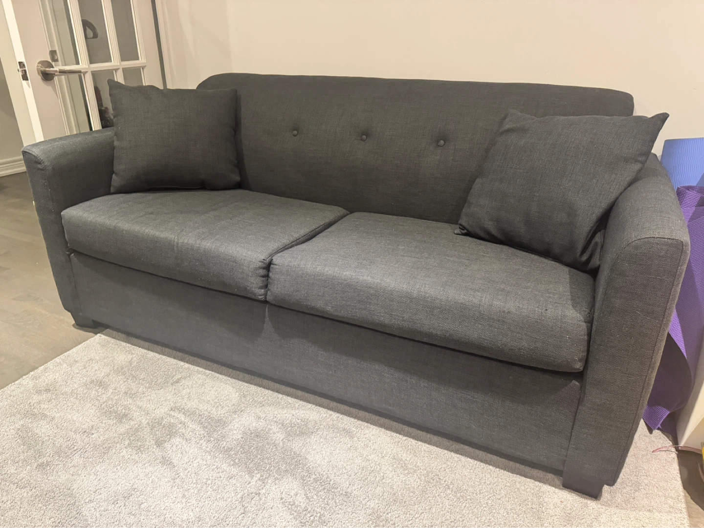 Mid-Century Style Charcoal Gray Sleeper Sofa / Pull-Out Couch