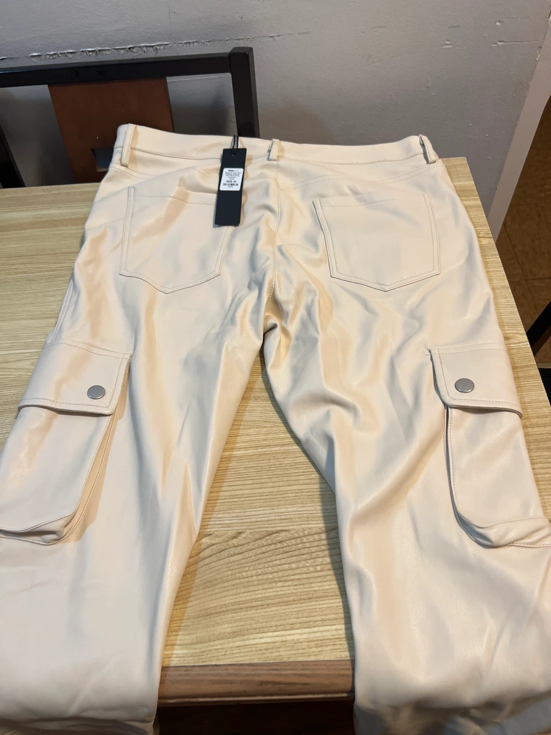 NOVA MEN Faux Leather Cargo Pants