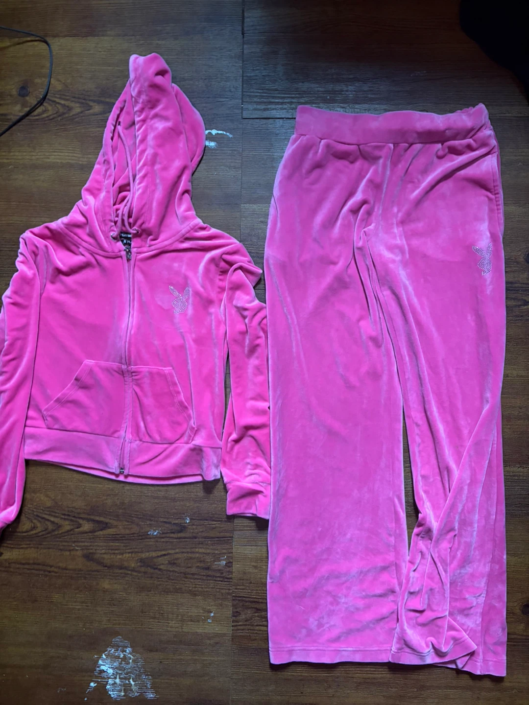 Pink Playboy Velour Tracksuit Set