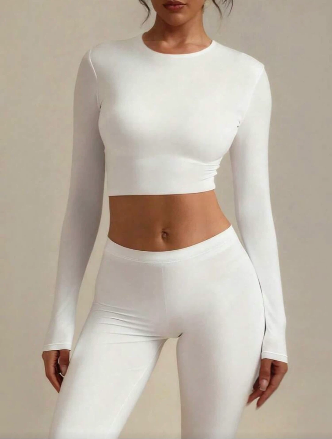 White Long Sleeve Cropped Top