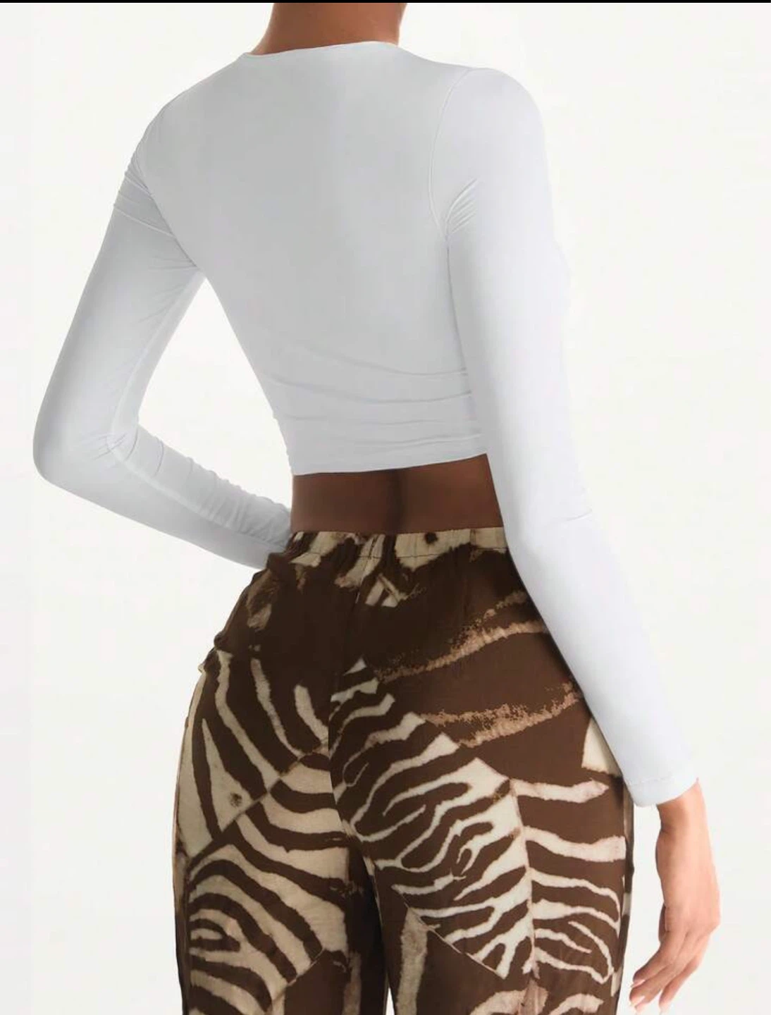 White Long Sleeve Cropped Top - photo 2