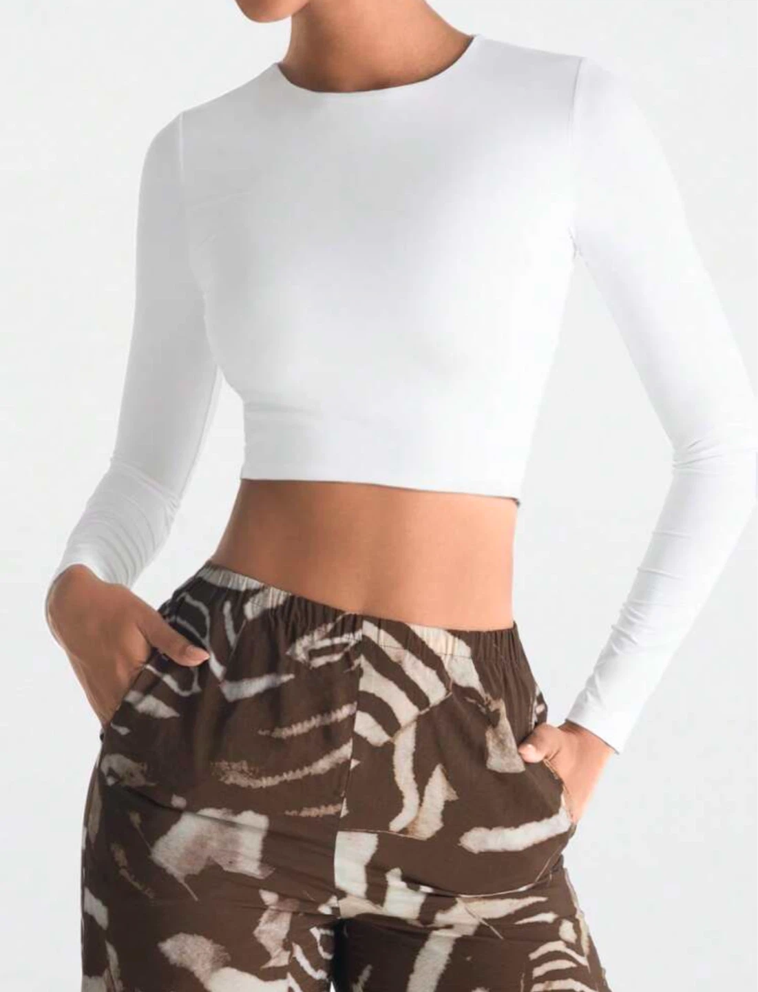 White Long Sleeve Cropped Top - photo 3
