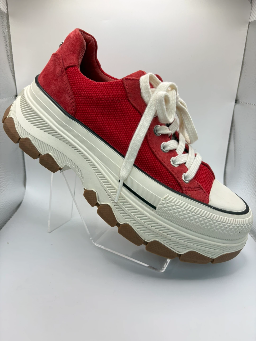 7.5 -  Red Canvas Platform Sneakers