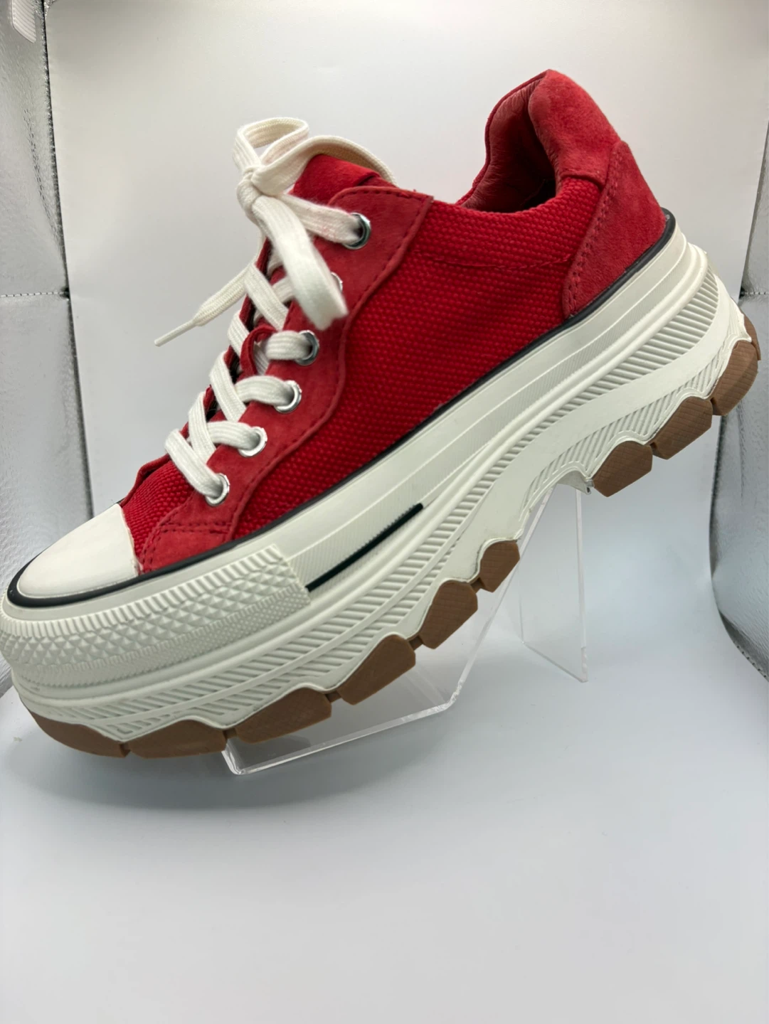 7.5 -  Red Canvas Platform Sneakers - photo 4
