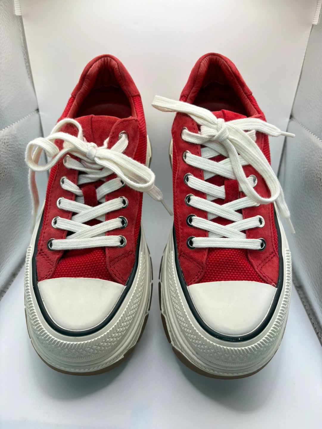 7.5 -  Red Canvas Platform Sneakers - photo 2
