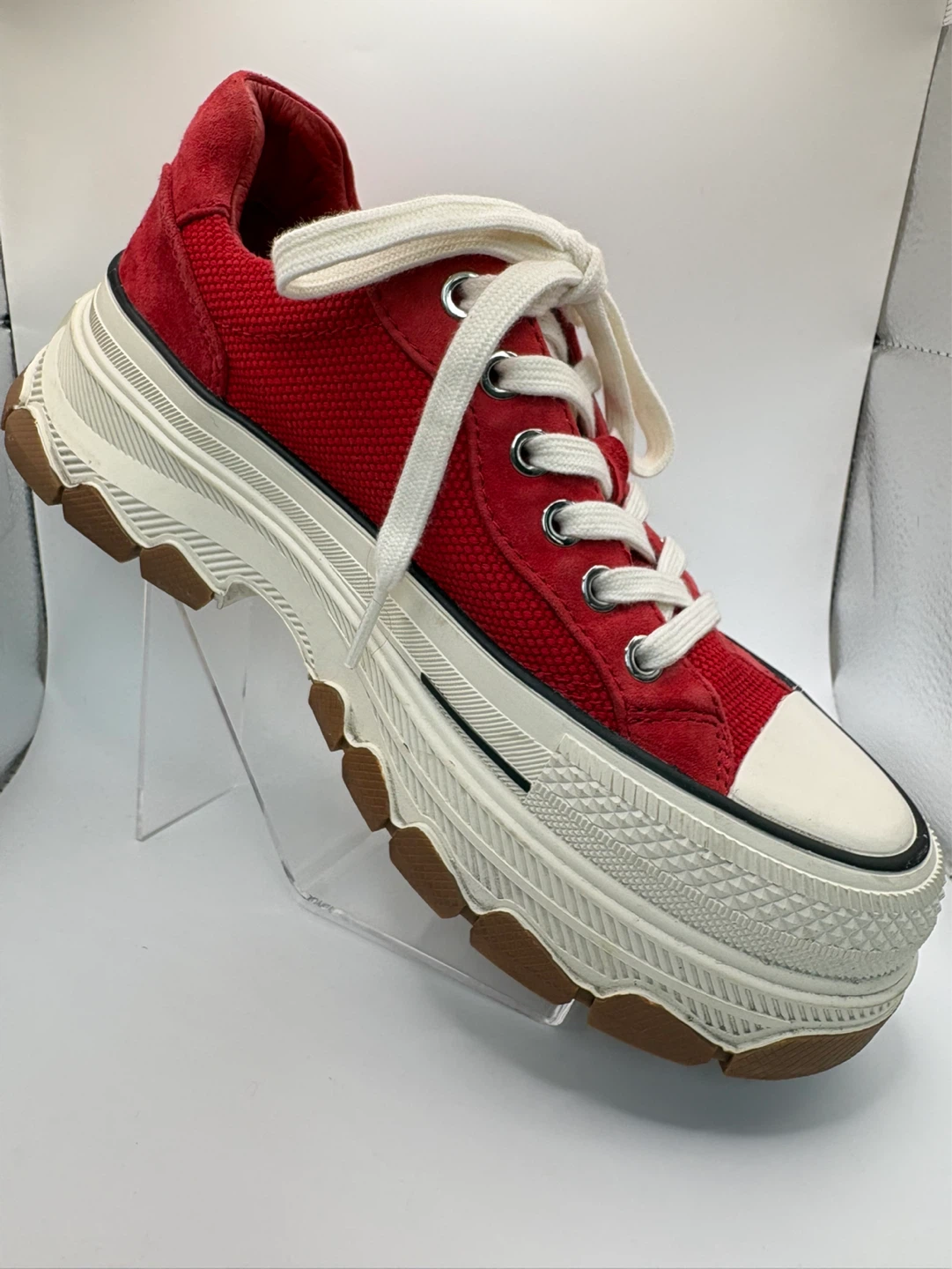 7.5 -  Red Canvas Platform Sneakers - photo 5