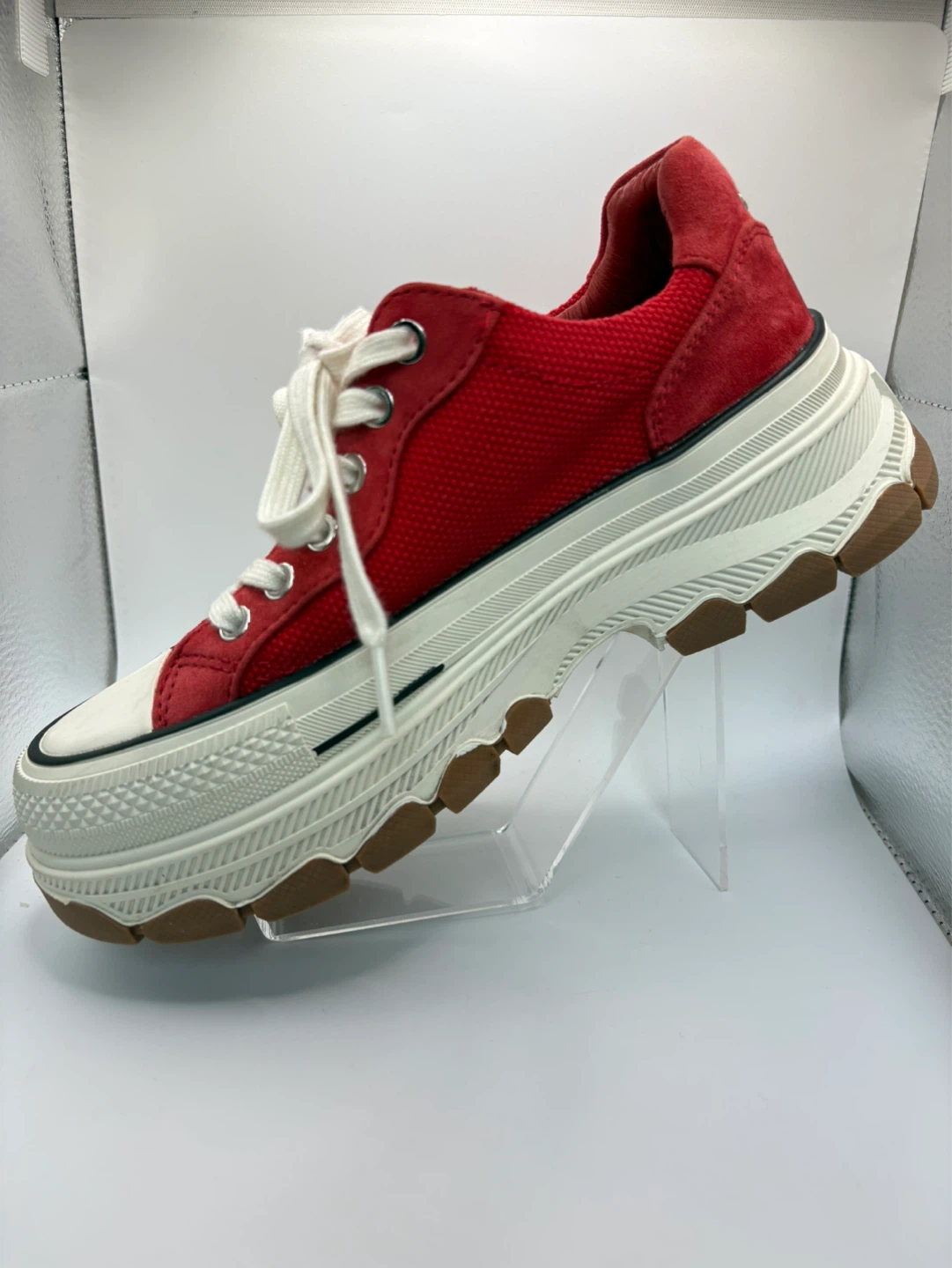 7.5 -  Red Canvas Platform Sneakers - photo 3