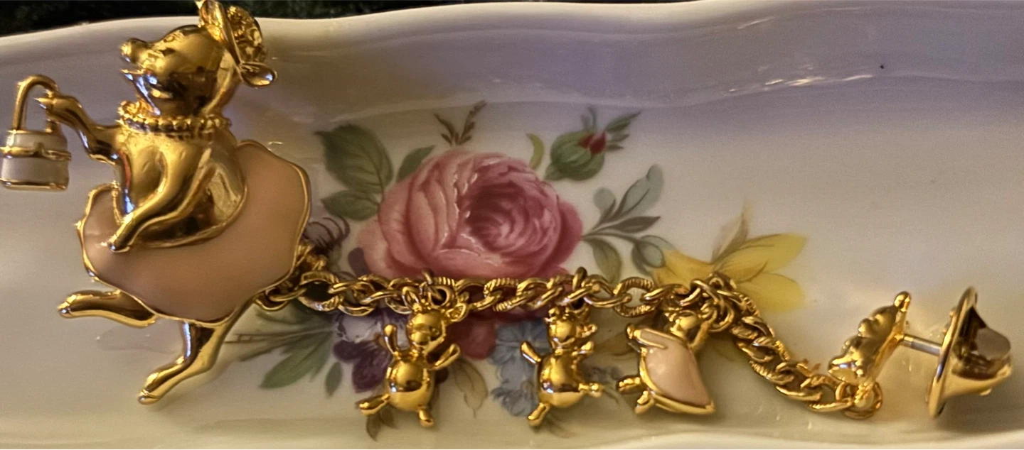 Gold-tone Charm Bracelet with Piglet & Friends