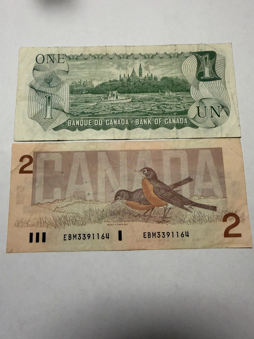 Canada 1 Dollar 1973 and 2 Dollar 1986 Bank Notes - photo 2