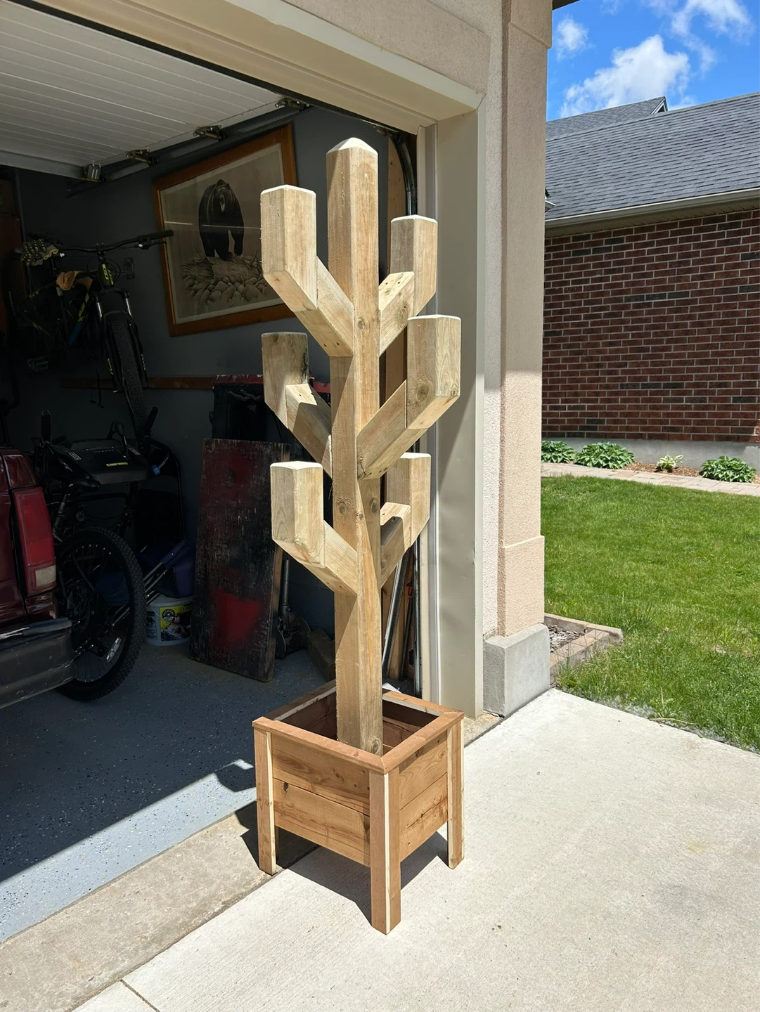 Wooden Towel Rack with Planter Base - photo 2