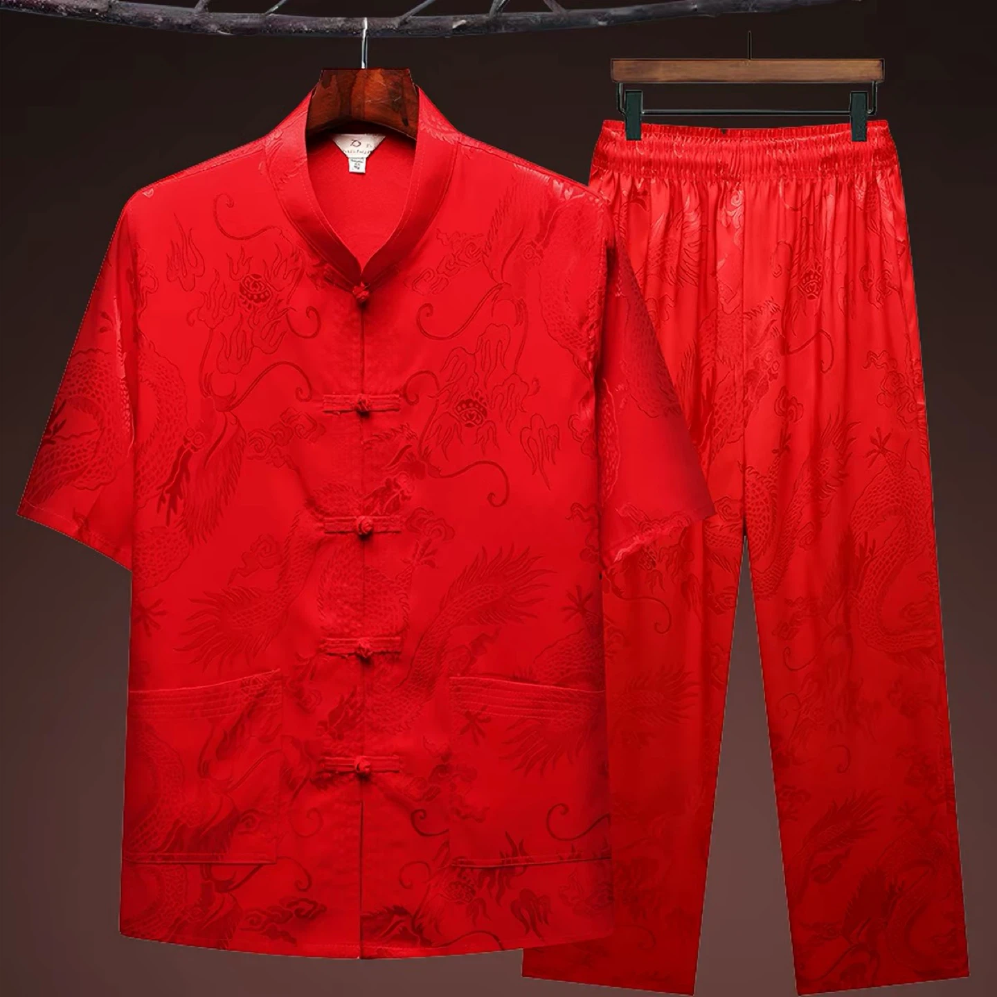 Red Dragon Print Pajamas set
