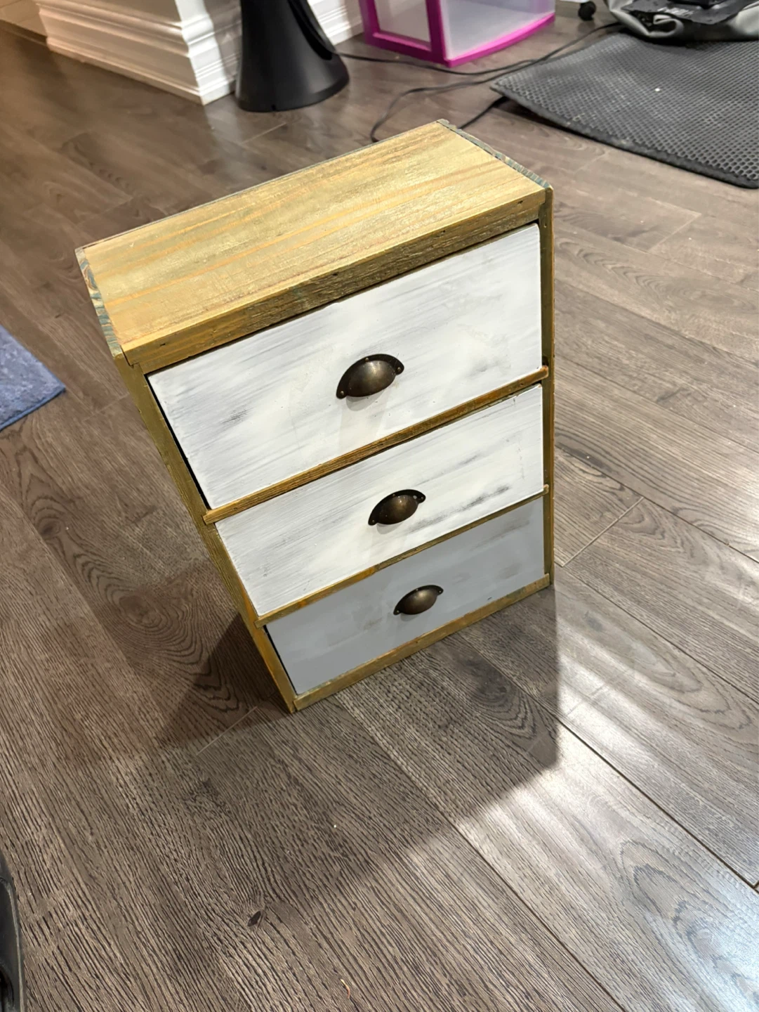 Rustic Wooden 3-Drawer Organizer