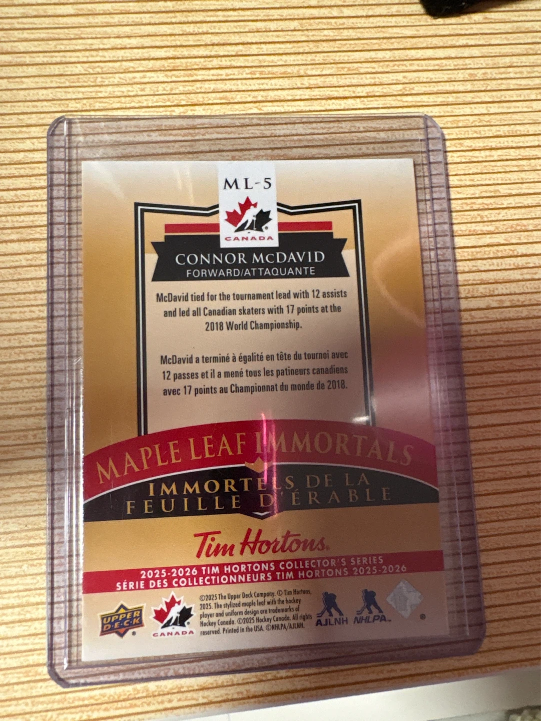 Upper Deck Connor McDavid Maple Leaf Immortals Trading Card - photo 2