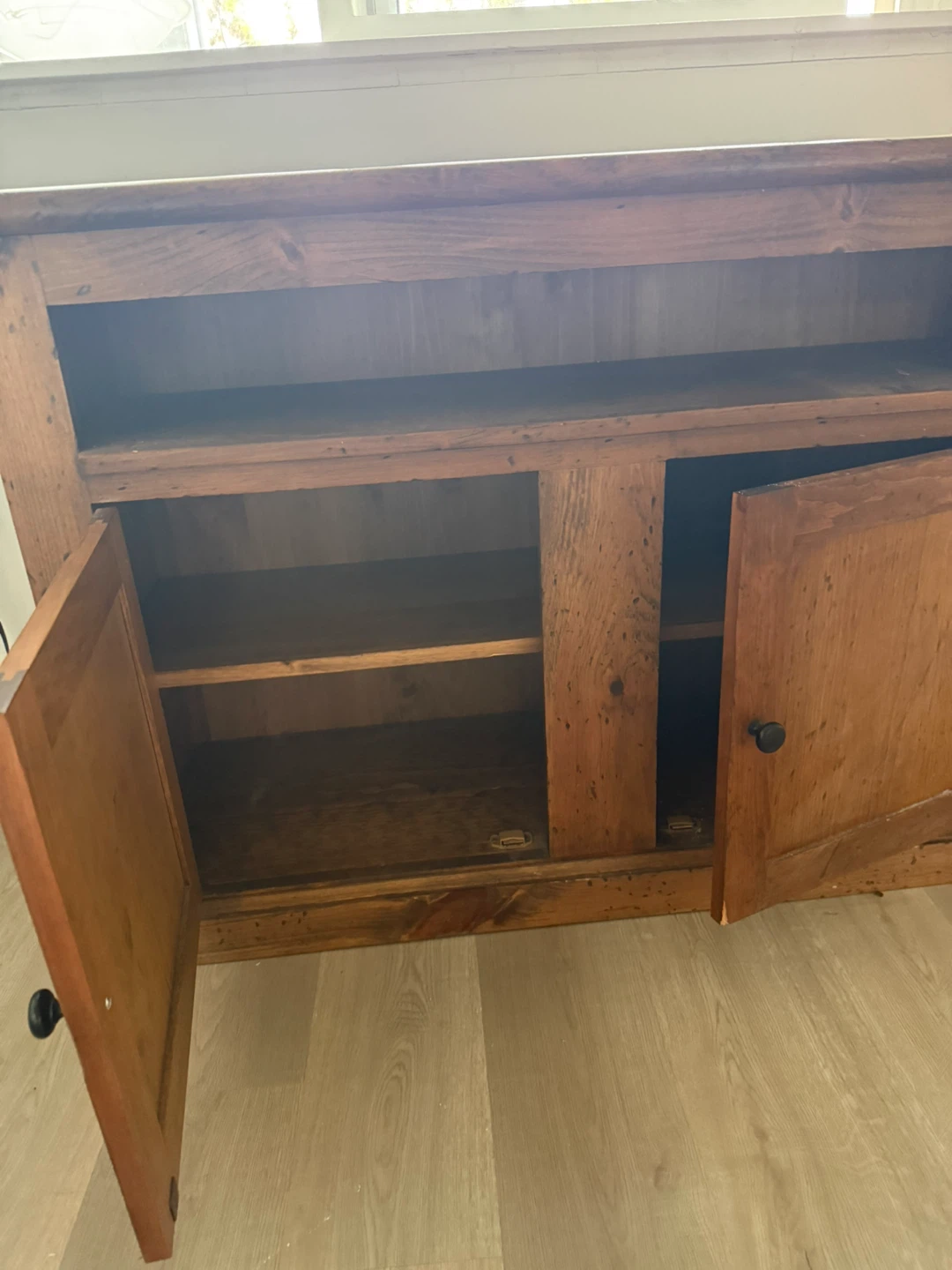 Wooden Media Console with Cabinet Doors - photo 2