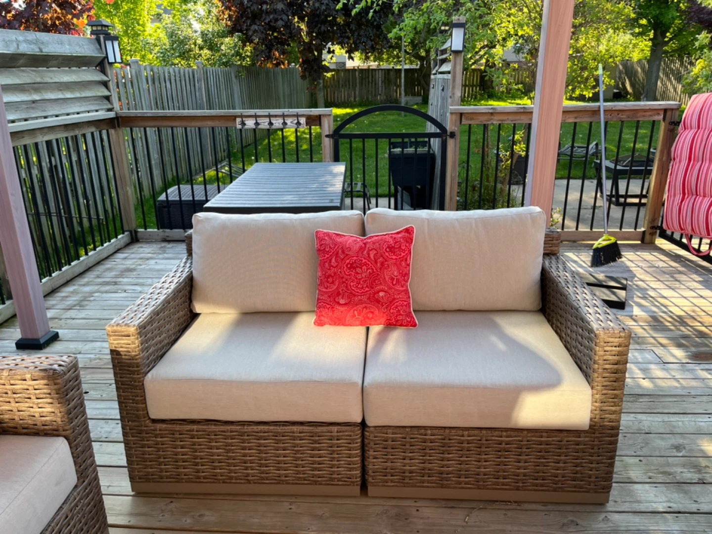 Outdoor Wicker Loveseat with Cushions
