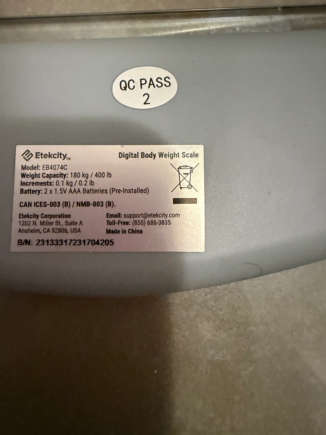 Etekcity Digital Body Weight Scale (Model EB4074C) - photo 4