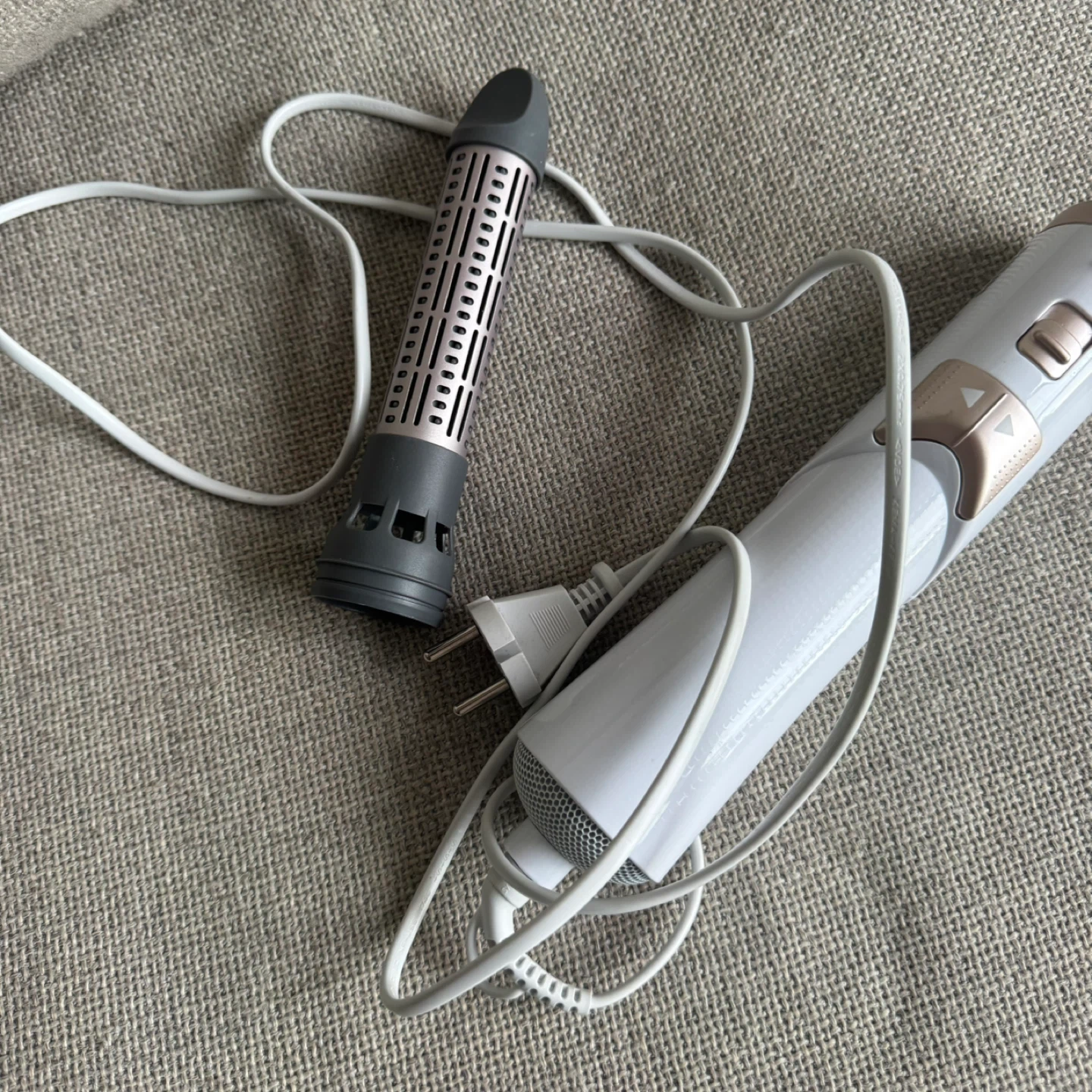 White & Gold Hair Styler with Curling Attachment - photo 3