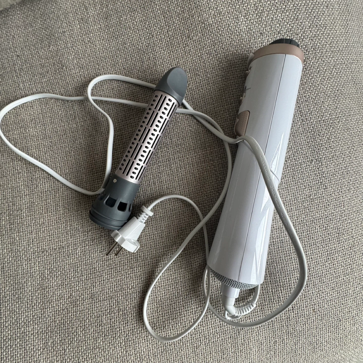 White & Gold Hair Styler with Curling Attachment