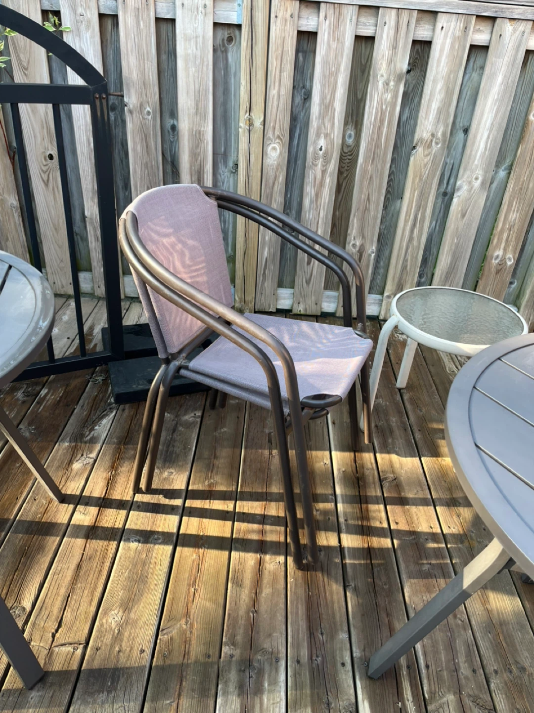 Outdoor Patio Chair with Grey Fabric Seat