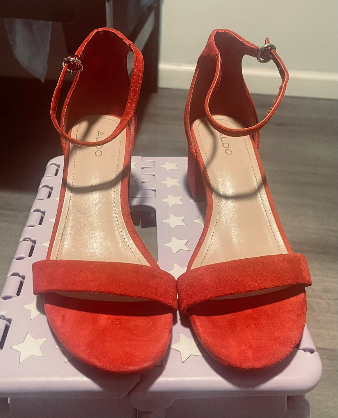 ALDO Red Suede Block Heel Sandals