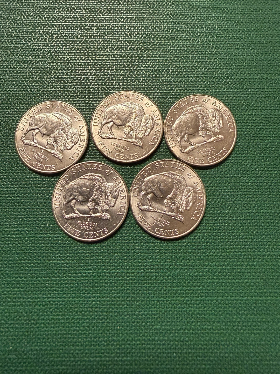 5 x 2005 US Buffalo Nickel Coins