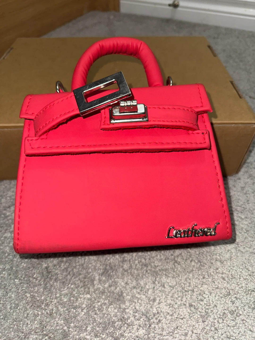 Brown Faux Leather Backpack and Red Handbag. $ - photo 2