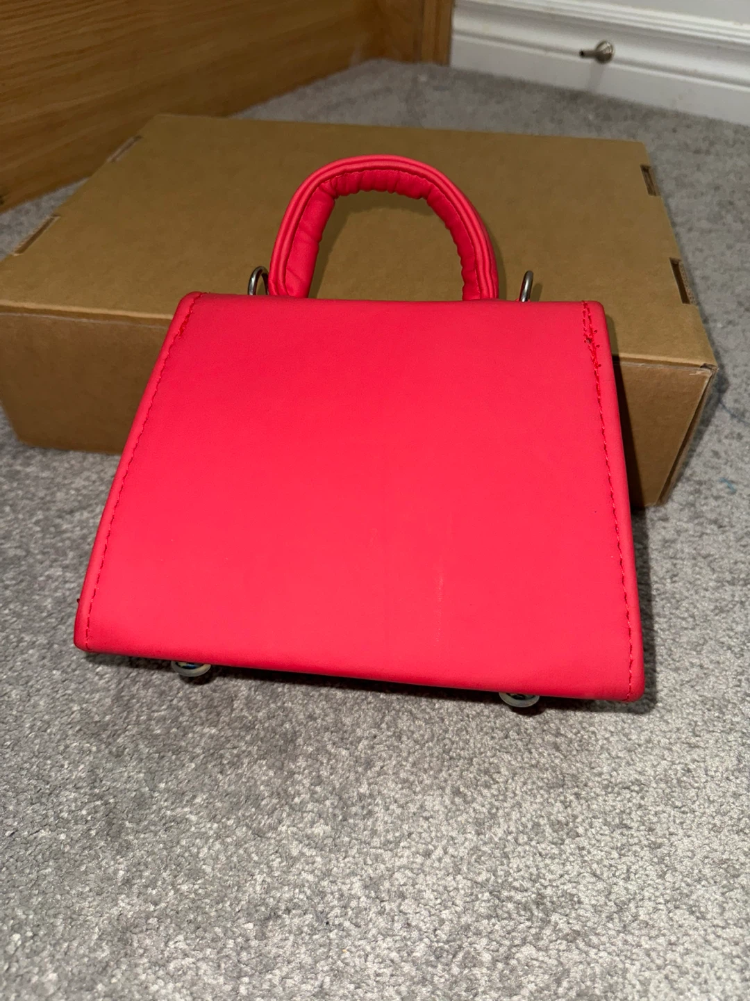 Brown Faux Leather Backpack and Red Handbag. $ - photo 4