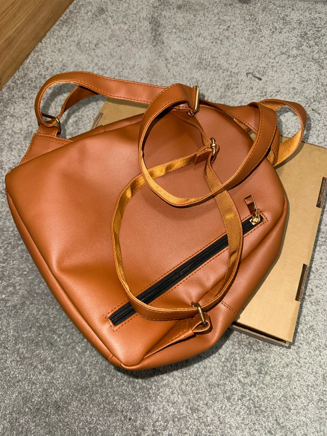 Brown Faux Leather Backpack and Red Handbag. $ - photo 5