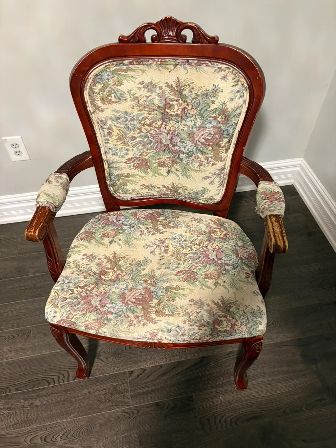 Armchair with Floral Upholstery