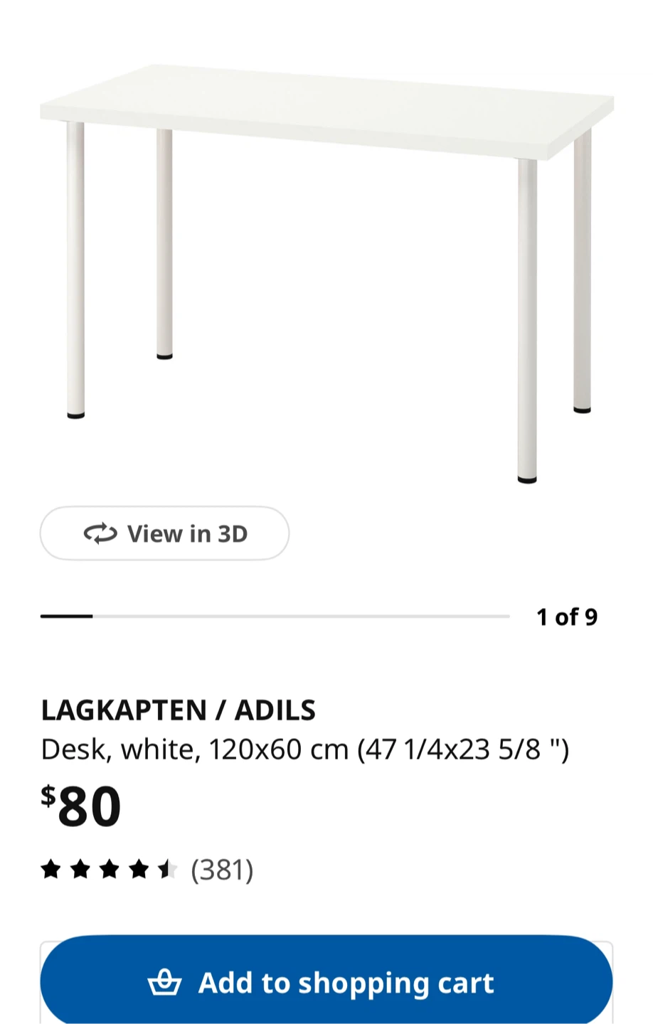 IKEA ADILS legs and LAGKAPTEN Desk - White 120x60 cm - photo 4
