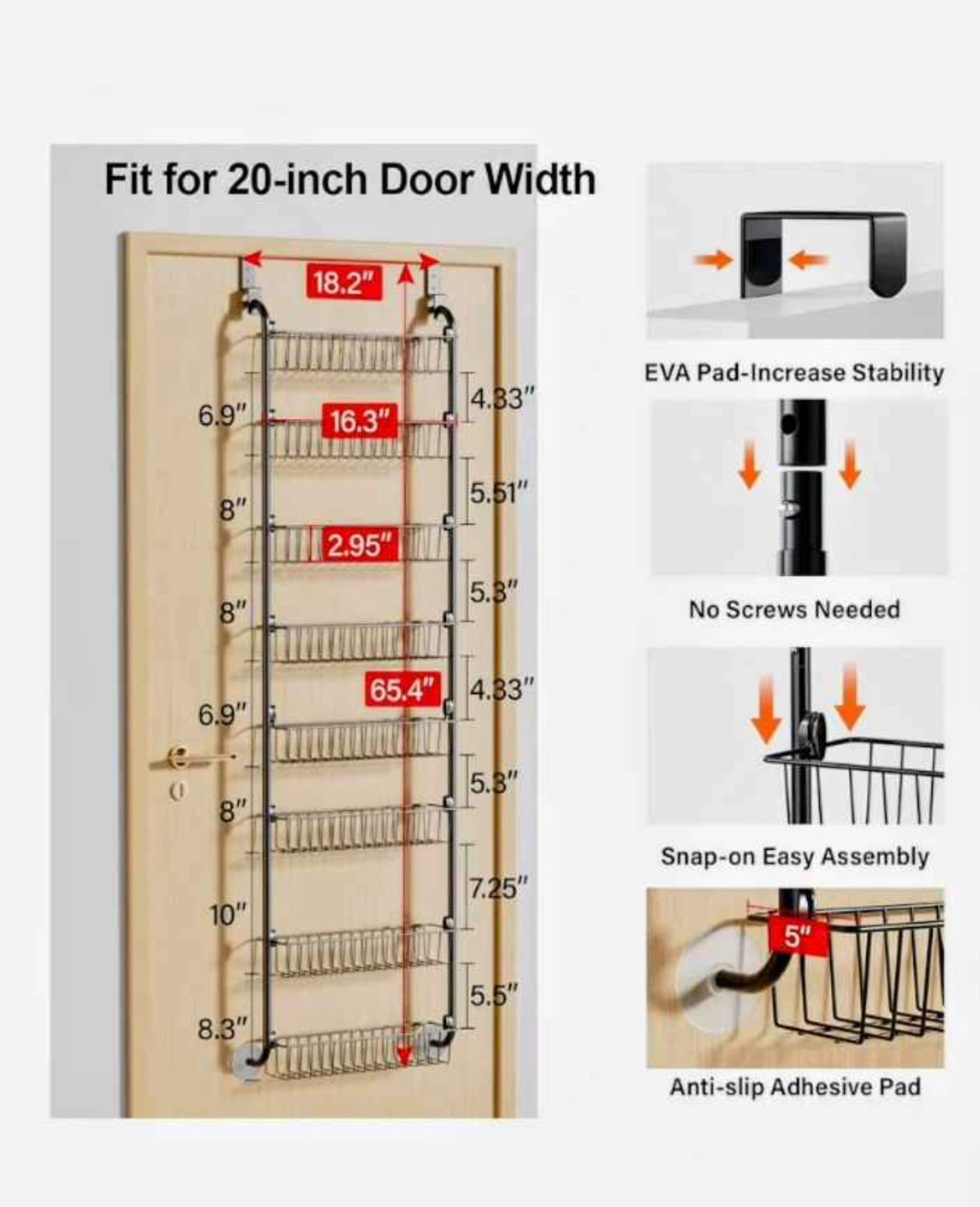Free delivery 10-Tier Over-the-Door Pantry Storage Shelf - photo 2