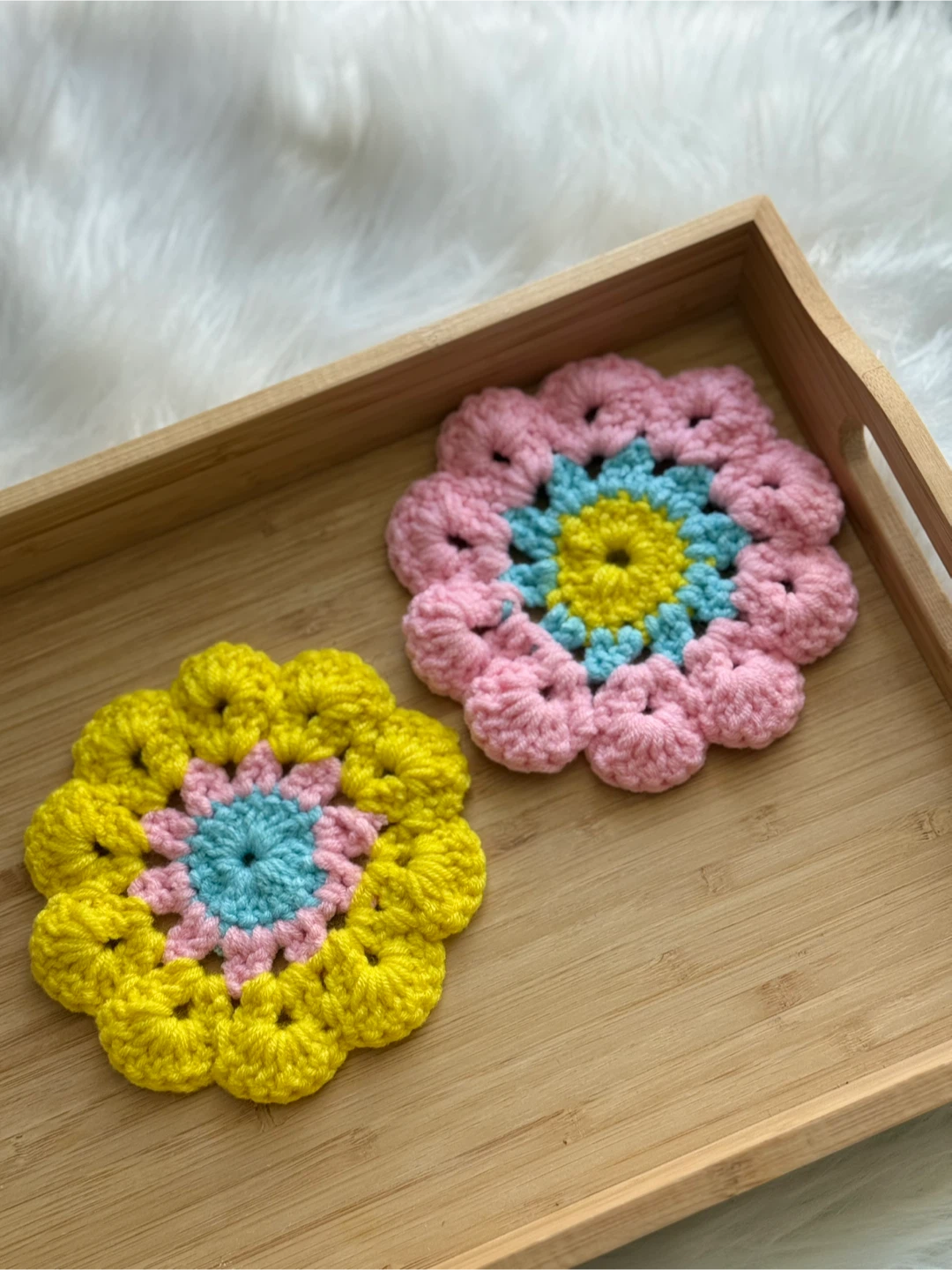 Handmade Crochet Flower Coasters