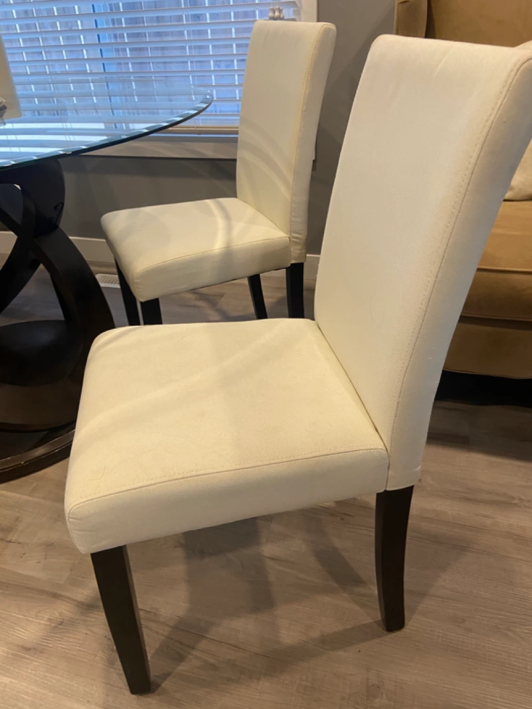 Set of 4 Cream Upholstered Dining Chairs