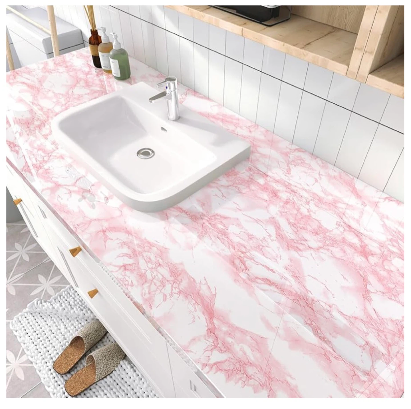 New glossy pink or greenish marble pattern rolls