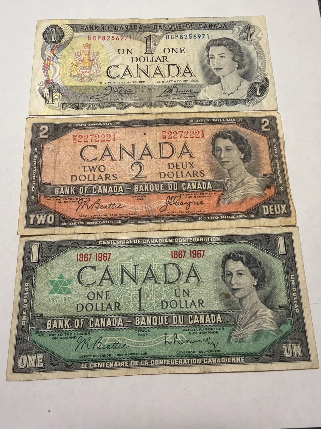 Canada Bank Notes - $1 and $2 Bills