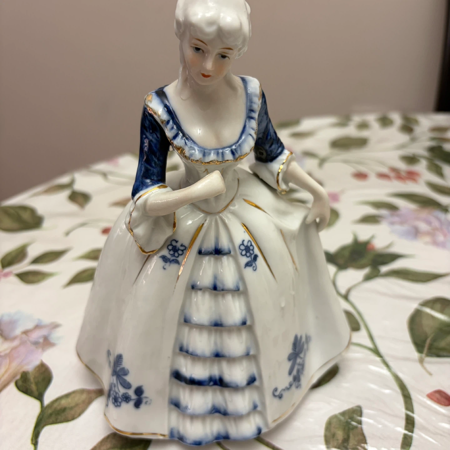 Porcelain Figurine Lady Blue Dress - photo 2