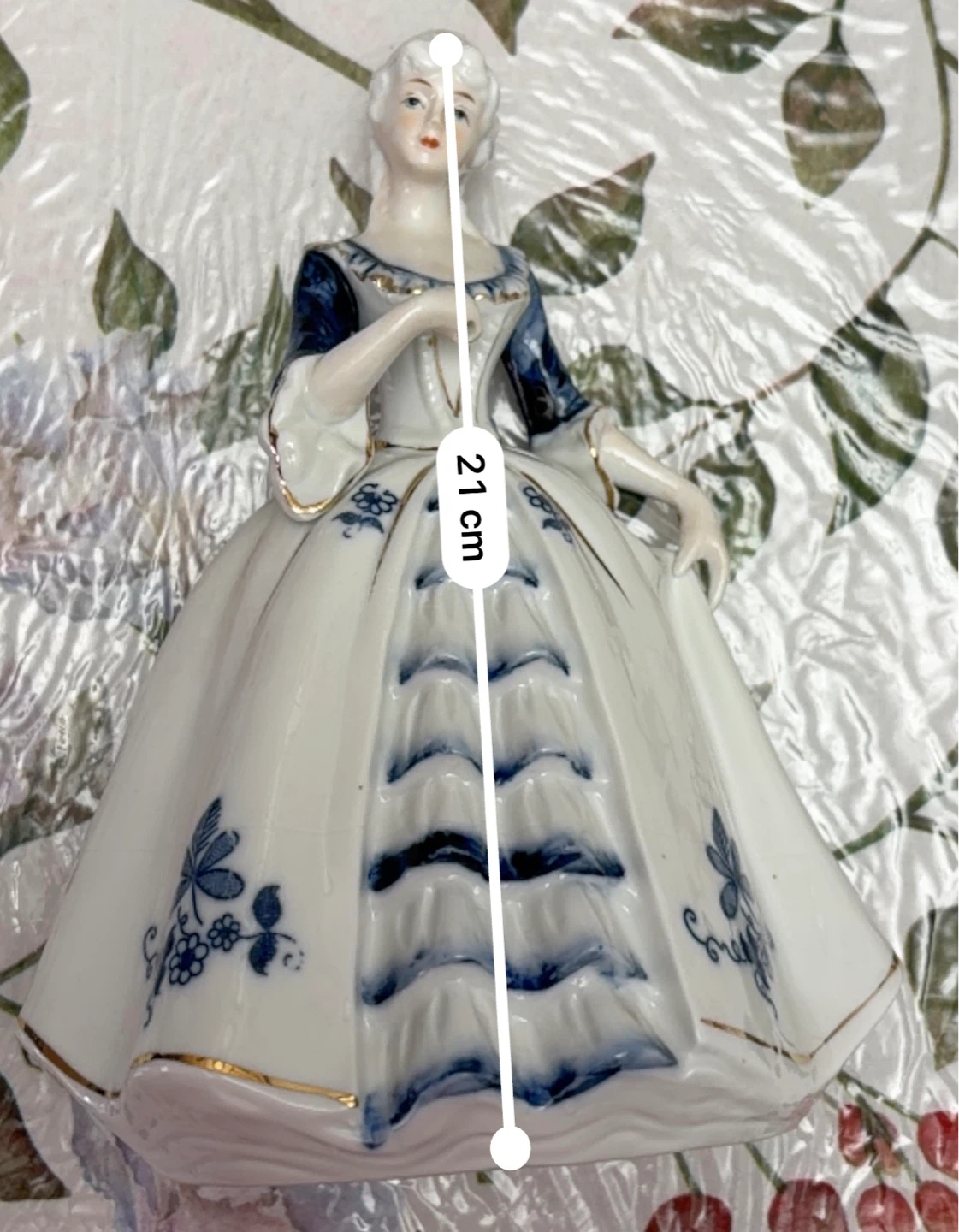 Porcelain Figurine Lady Blue Dress - photo 3