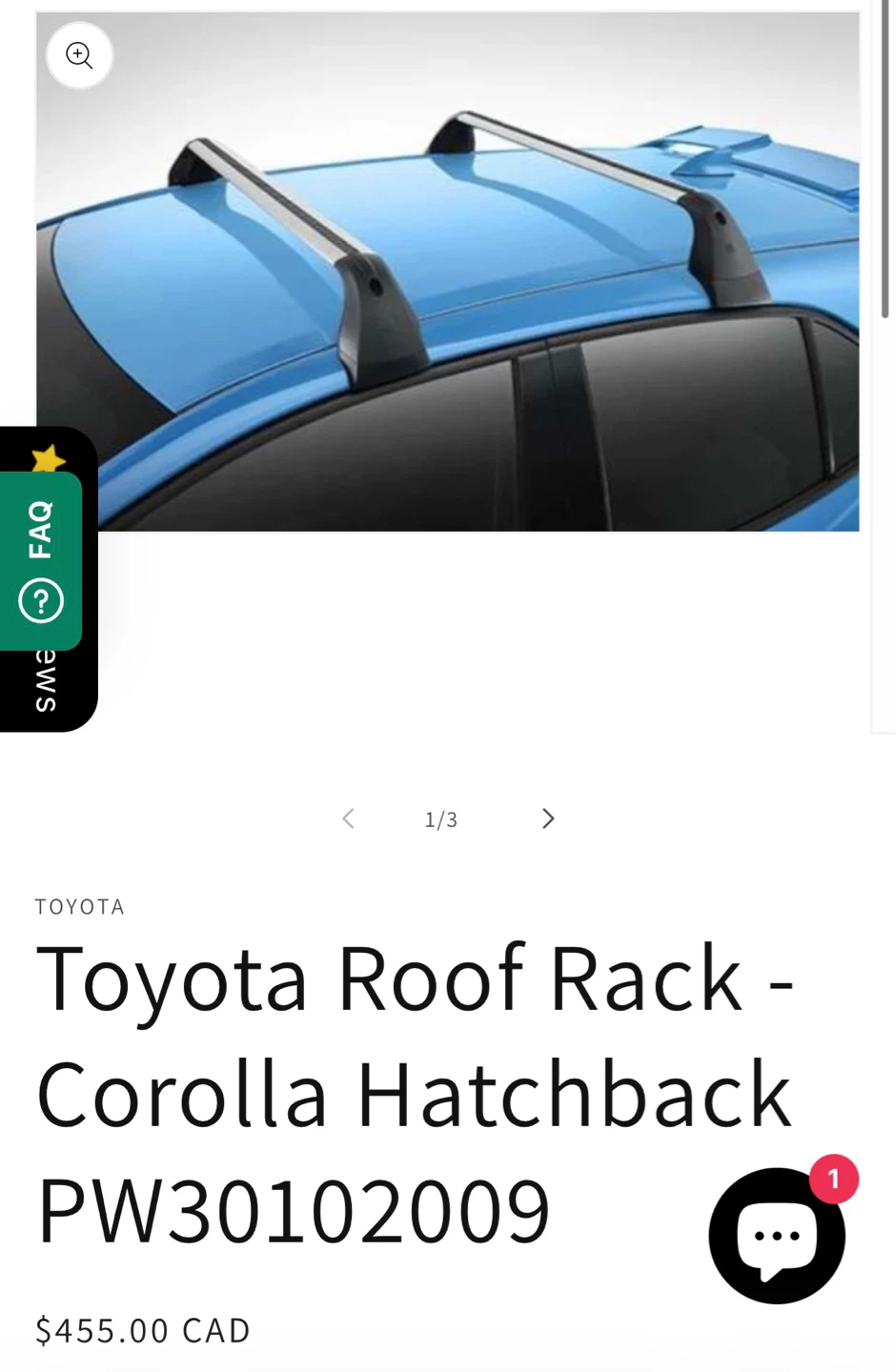 Toyota Roof Rack - Corolla Hatchback OEM