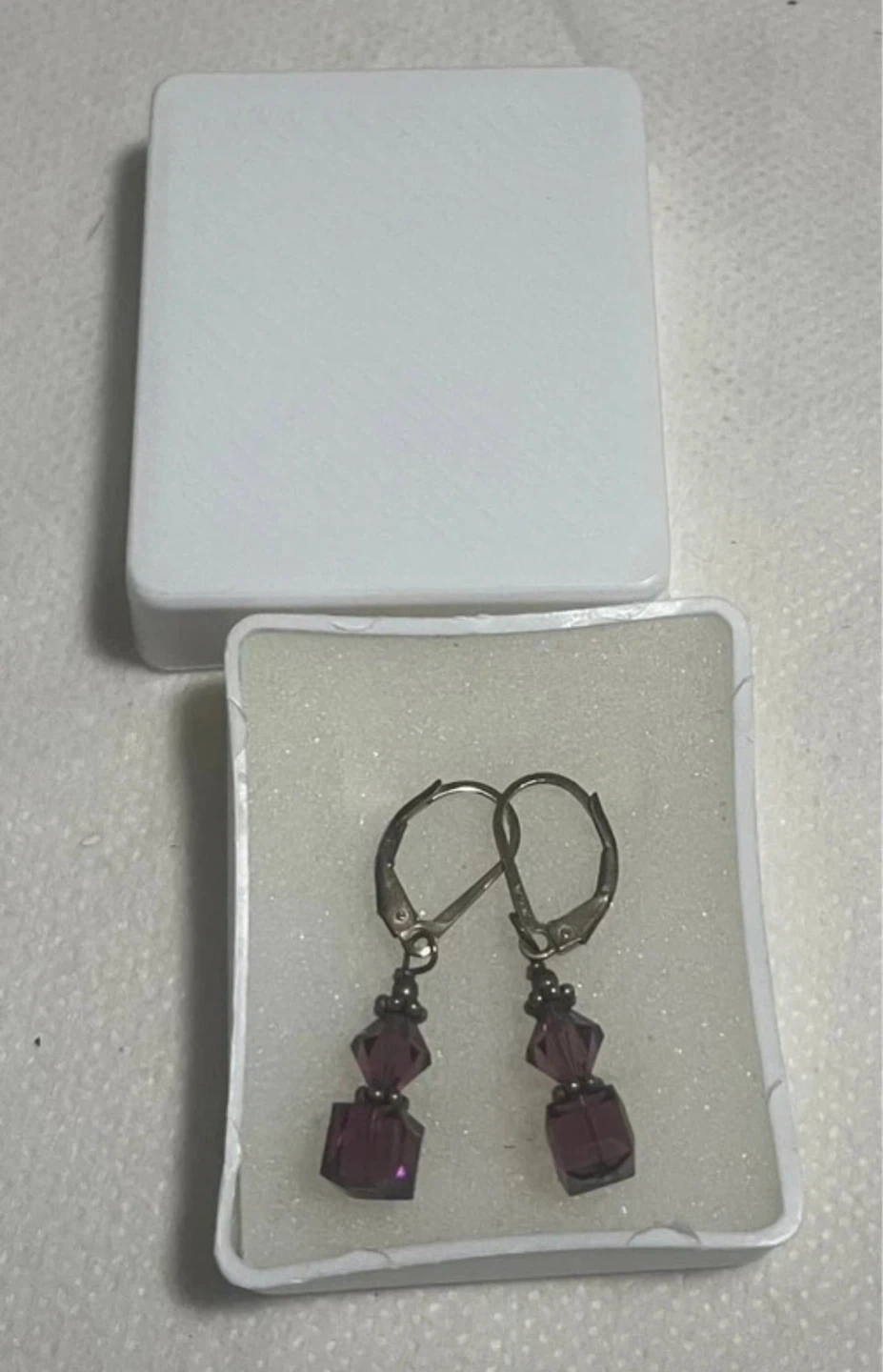 Purple Crystal Leverback Earrings - photo 2