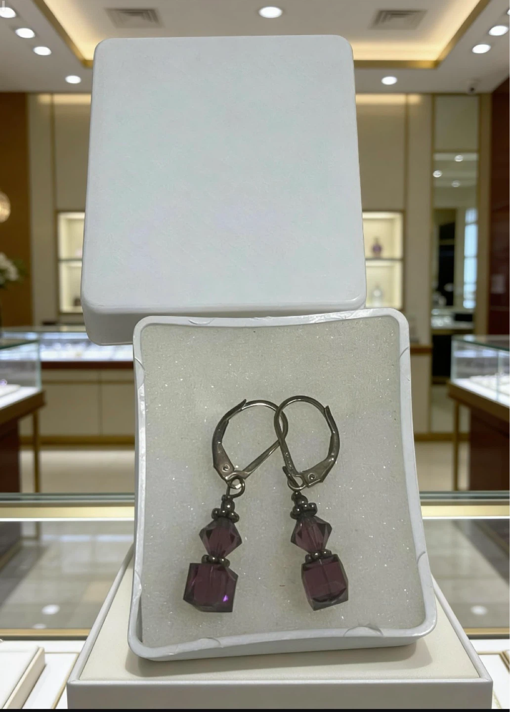 Purple Crystal Leverback Earrings - photo 3