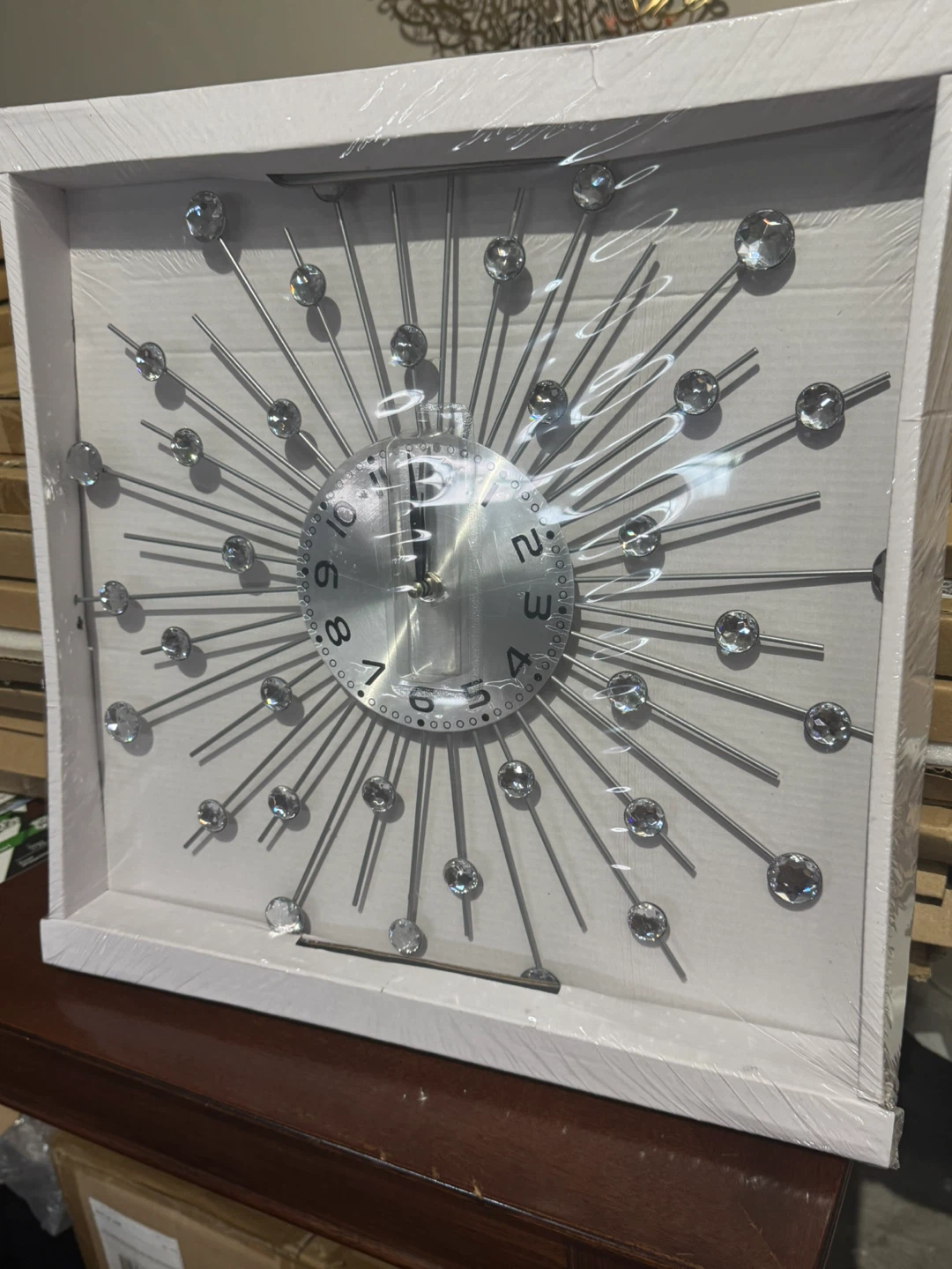 Decorative Starburst Wall Clock with Rhinestones - photo 2