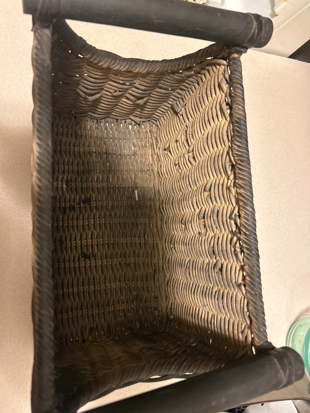 Wicker Storage Basket with Dark Handles - photo 2
