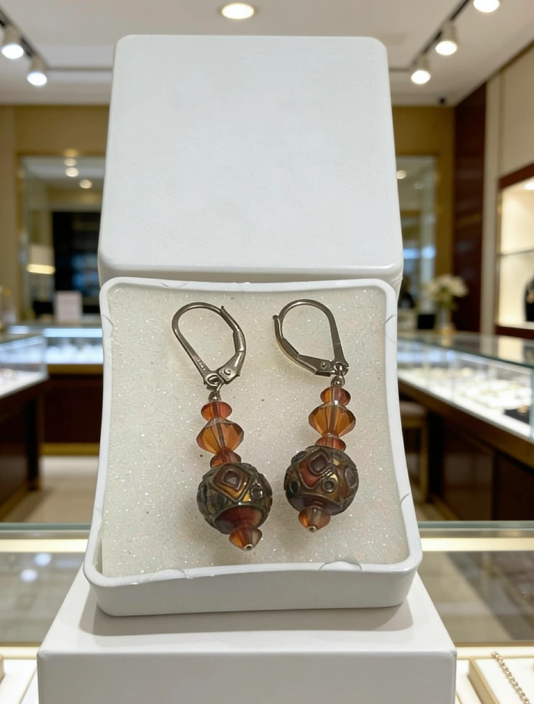 Dangle Earrings with Amber Beads - photo 3